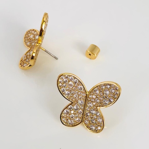 NEW Kate Spade Gold & Crystal Butterfly Statement Earrings - Picture 2 of 7